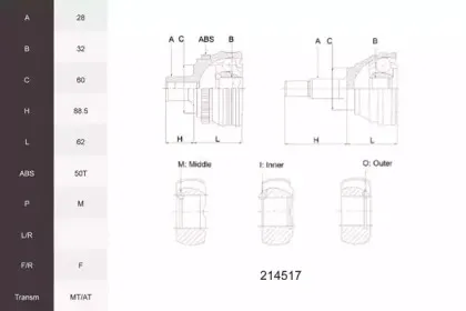 Шарнирный комплект, приводной вал ACEMARK купить