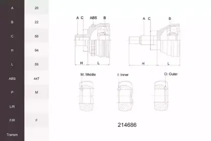 Шарнирный комплект, приводной вал ACEMARK купить
