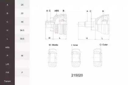 Шарнирный комплект, приводной вал ACEMARK купить