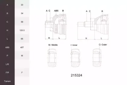 Шарнирный комплект, приводной вал ACEMARK купить