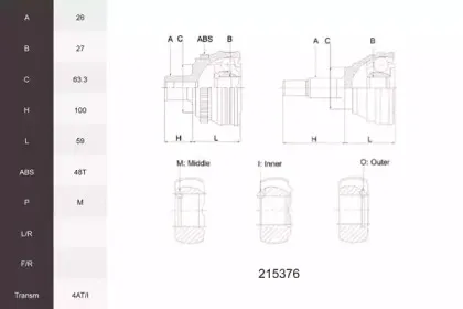Шарнирный комплект, приводной вал ACEMARK купить