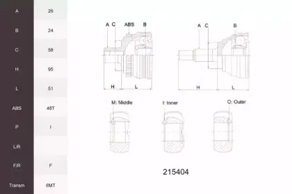 Шарнирный комплект, приводной вал ACEMARK купить