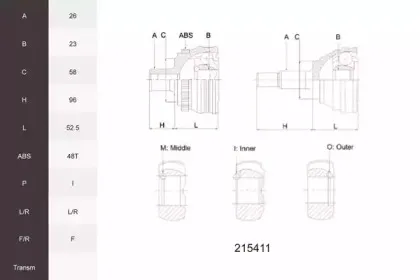 Шарнирный комплект, приводной вал ACEMARK купить