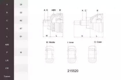Шарнирный комплект, приводной вал ACEMARK купить