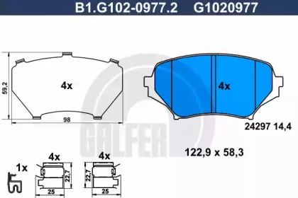 Комплект тормозных колодок, дисковый тормоз GALFER купить