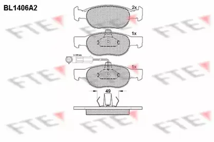 Комплект тормозных колодок, дисковый тормоз FTE купить