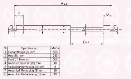 Газовая пружина, крышка багажник KLOKKERHOLM купить