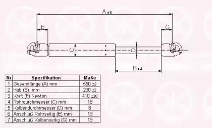 Газовая пружина, крышка багажник KLOKKERHOLM купить