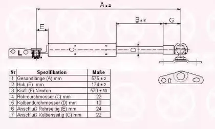 Газовая пружина, крышка багажник KLOKKERHOLM купить