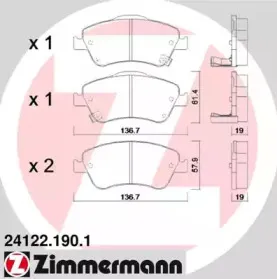 Комплект тормозных колодок, дисковый тормоз ZIMMERMANN купить
