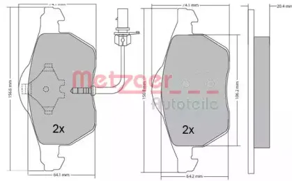 Комплект тормозных колодок, дисковый тормоз METZGER купить