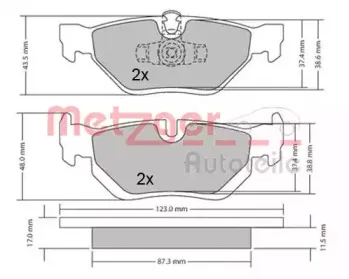 Комплект тормозных колодок, дисковый тормоз METZGER купить