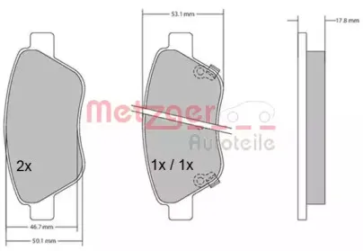 Комплект тормозных колодок, дисковый тормоз METZGER купить
