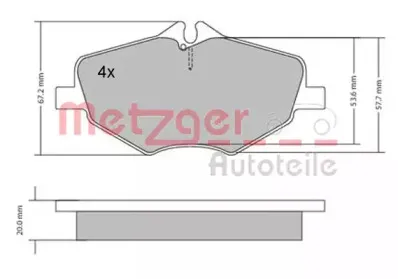 Комплект тормозных колодок, дисковый тормоз METZGER купить