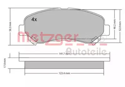 Комплект тормозных колодок, дисковый тормоз METZGER купить