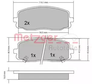 Комплект тормозных колодок, дисковый тормоз METZGER купить