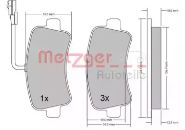 Комплект тормозных колодок, дисковый тормоз METZGER купить
