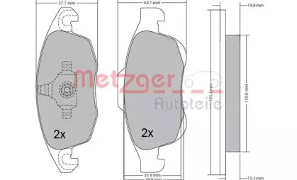 Комплект тормозных колодок, дисковый тормоз METZGER купить