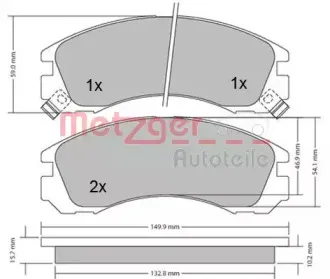 Комплект тормозных колодок, дисковый тормоз METZGER купить