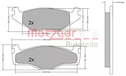 Комплект тормозных колодок, дисковый тормоз METZGER купить