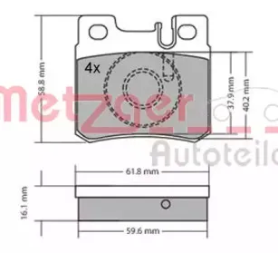 Комплект тормозных колодок, дисковый тормоз METZGER купить