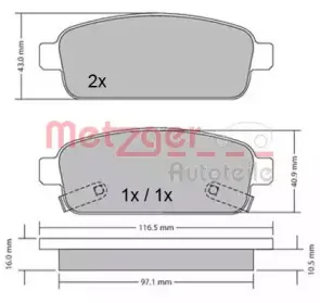 Комплект тормозных колодок, дисковый тормоз METZGER купить
