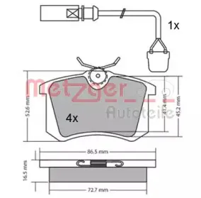 Комплект тормозных колодок, дисковый тормоз METZGER купить