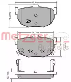 Комплект тормозных колодок, дисковый тормоз METZGER купить