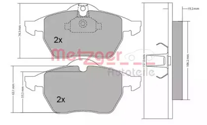 Комплект тормозных колодок, дисковый тормоз METZGER купить