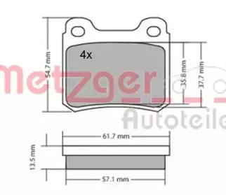 Комплект тормозных колодок, дисковый тормоз METZGER купить