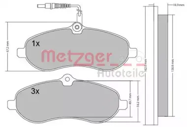 Комплект тормозных колодок, дисковый тормоз METZGER купить