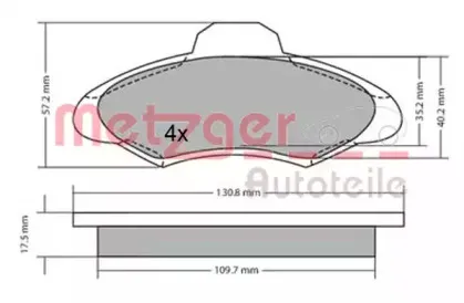 Комплект тормозных колодок, дисковый тормоз METZGER купить