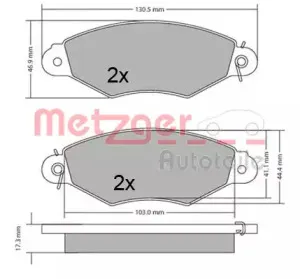 Комплект тормозных колодок, дисковый тормоз METZGER купить