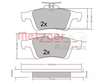 Комплект тормозных колодок, дисковый тормоз METZGER купить