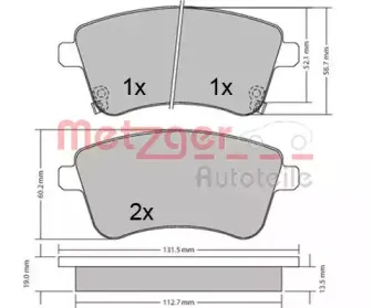 Комплект тормозных колодок, дисковый тормоз METZGER купить