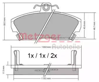 Комплект тормозных колодок, дисковый тормоз METZGER купить