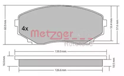 Комплект тормозных колодок, дисковый тормоз METZGER купить