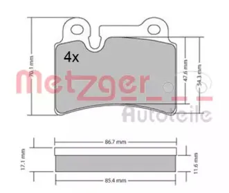 Комплект тормозных колодок, дисковый тормоз METZGER купить