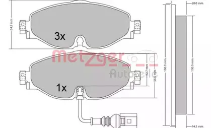 Комплект тормозных колодок, дисковый тормоз METZGER купить