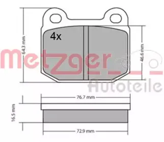 Комплект тормозных колодок, дисковый тормоз METZGER купить