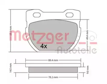 Комплект тормозных колодок, дисковый тормоз METZGER купить