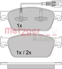 Комплект тормозных колодок, дисковый тормоз METZGER купить