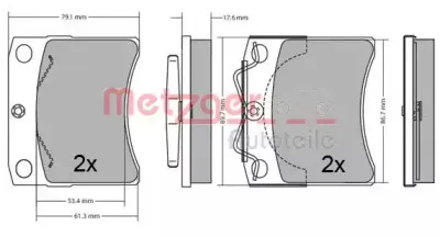 Комплект тормозных колодок, дисковый тормоз METZGER купить
