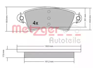 Комплект тормозных колодок, дисковый тормоз METZGER купить