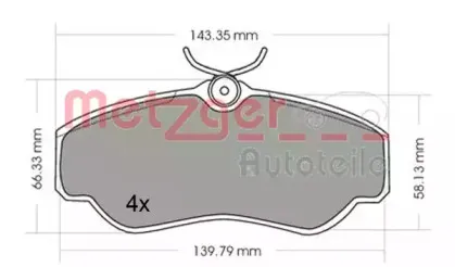 Комплект тормозных колодок, дисковый тормоз METZGER купить