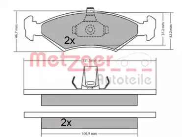 Комплект тормозных колодок, дисковый тормоз METZGER купить