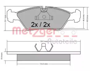 Комплект тормозных колодок, дисковый тормоз METZGER купить