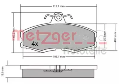 Комплект тормозных колодок, дисковый тормоз METZGER купить