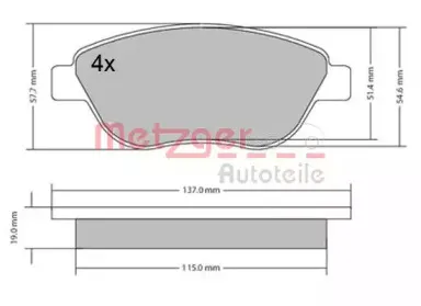 Комплект тормозных колодок, дисковый тормоз METZGER купить