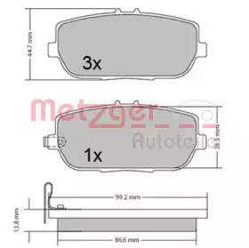 Комплект тормозных колодок, дисковый тормоз METZGER купить